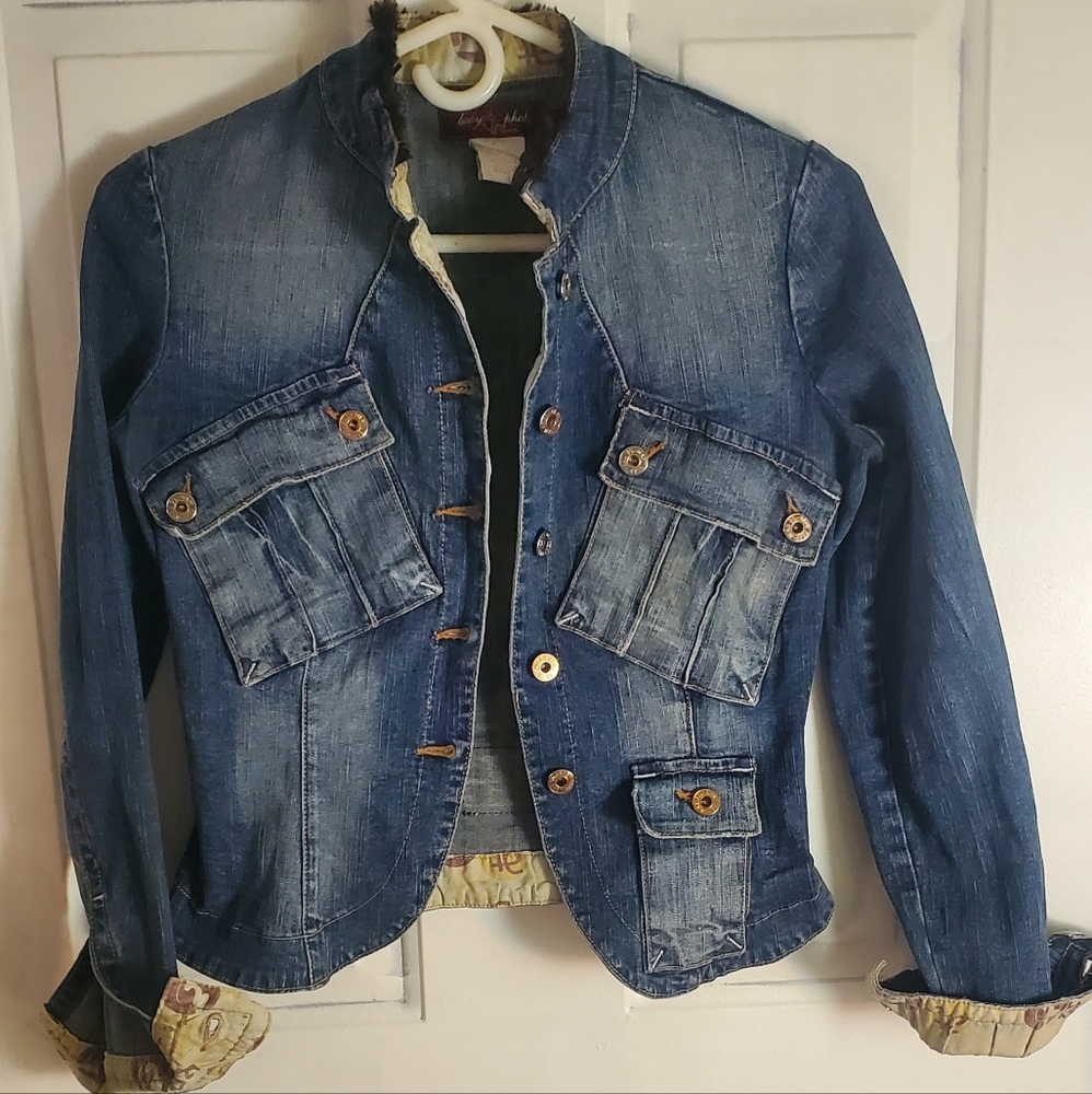 Vintage 1990s Y2K BabyPhat Jean Jacket  Fitted Denim Moto Jacket small